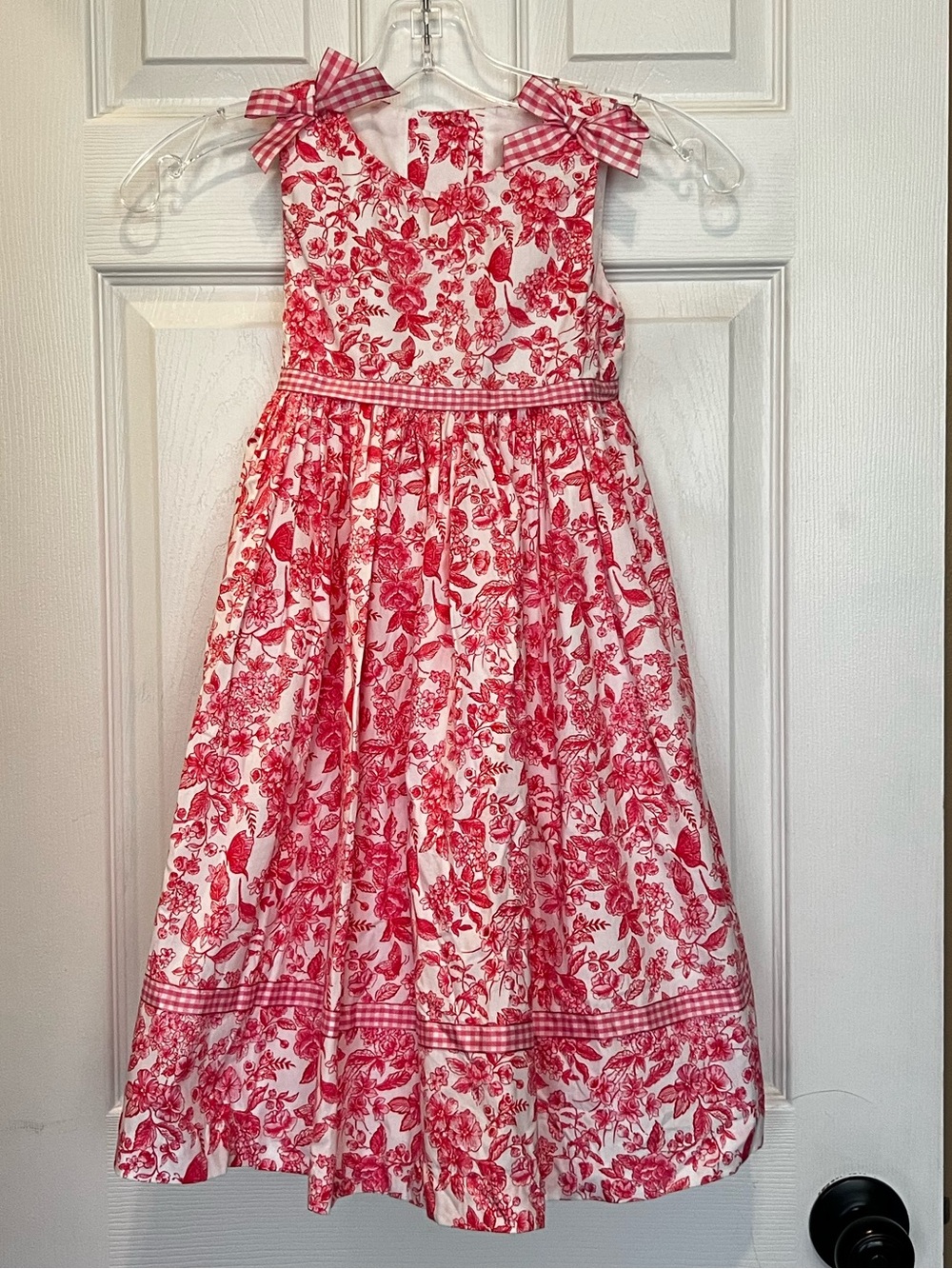Rare Editions Girls Reddish Pink Floral Bow Shoulder Dress - Size 5
